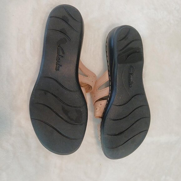 CLARKS COLLECTION LEATHER TAN SANDALS - Picture 5 of 6